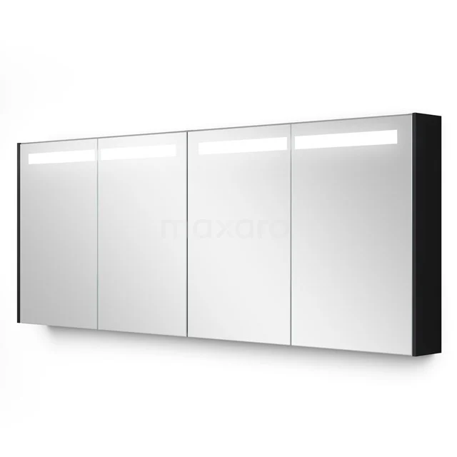 Spiegelschrank mit Beleuchtung Modulo 177.6x70cm Matt Schwarz K99-1800-59008-01 Moderne Spiegelschrank mit LED-Beleuchtung, vier Türen, eleganter Schwarz Rahmen, ideal für eine stilvolle Badezimmerlagerung.