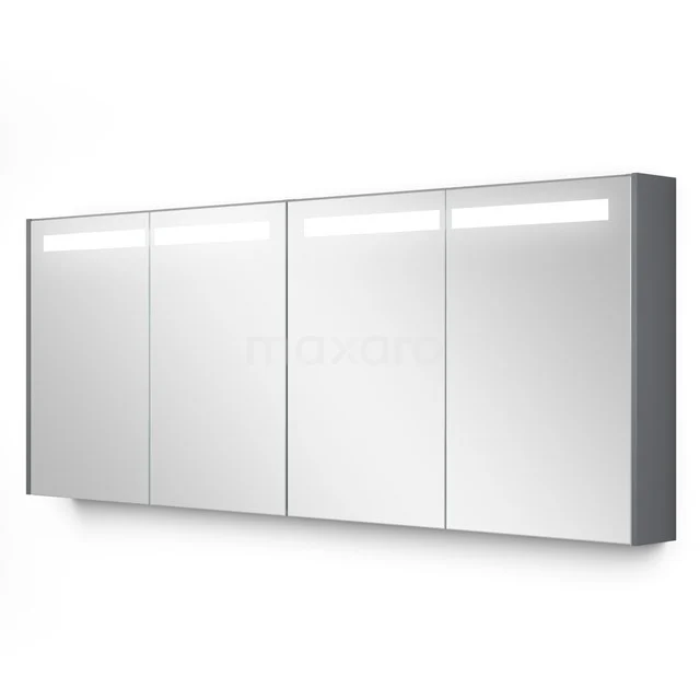 Weißer Spiegelschrank Badmöbel mit LED-Beleuchtung, 4 Türen und modernem Design, ideal für zusätzlichen Stauraum.