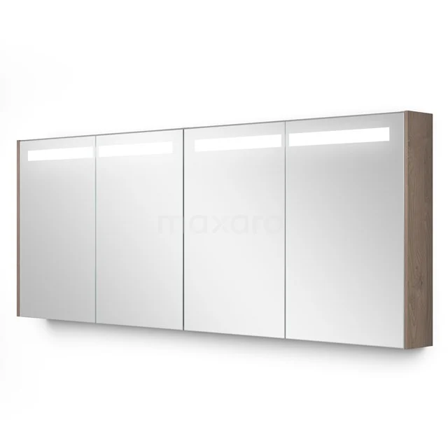 Spiegelschrank mit Beleuchtung Modulo 177.6x70cm mittelbraune Eiche K99-1800-59008-36 Badschrank mit Spiegeltüren, LED-Beleuchtung und Holzoptik-Seiten; moderner Aufbewahrungsschrank für stilvolles Badezimmer.