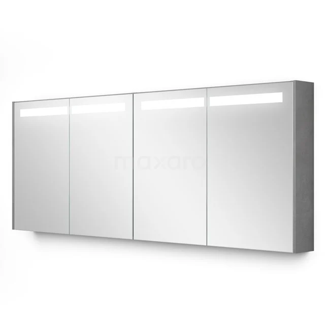 Spiegelschrank mit Beleuchtung Modulo 177.6x70cm hellgrauer Beton K99-1800-59008-50 Weiße Spiegelschrank mit 4 Türen, integrierte LED-Beleuchtung, elegantes Design, ideal für moderne Badezimmerlagerung.