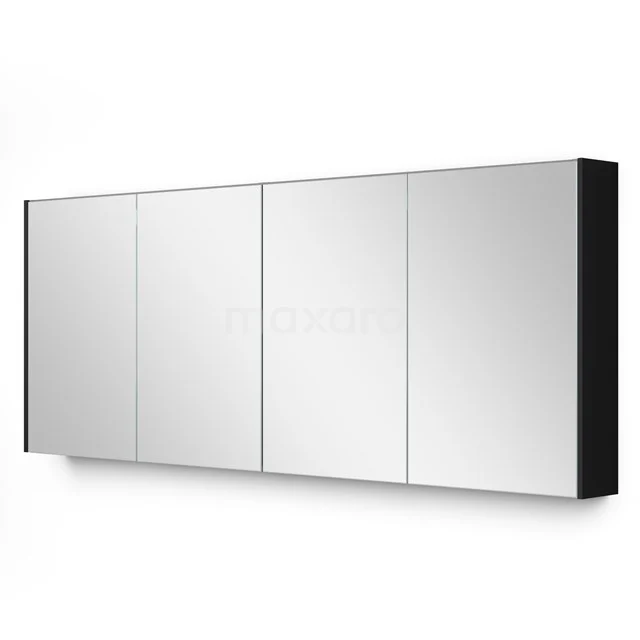 Schwarzer Badschrank mit Spiegeltüren, modernes Design, ideal zum Verstauen in modernen Bädern.