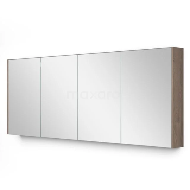 Spiegelschrank mit Beleuchtung Modulo 177.6x70cm mittelbraune Eiche K99-1800-59009-36 Wandmontierter Spiegelschrank mit vier Türen, hölzernen Seiten und modernem Design, ideal für Badezimmerlagerung.