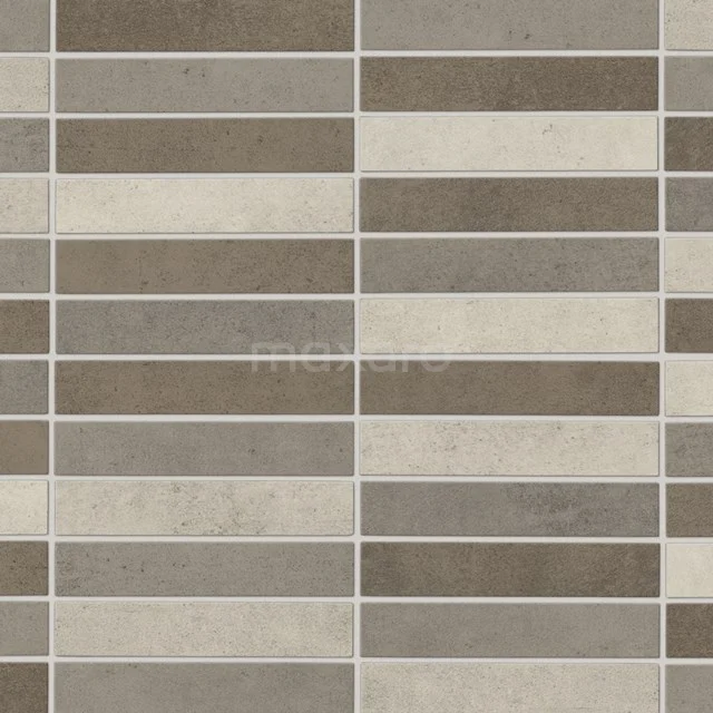 Ceramic mosaic tile in earth tones, rectangular pattern, perfect for modern bathroom decoration and wall style.