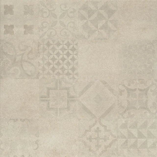Beige ceramic floor tile with subtle pattern, ideal for stylish bathroom design, durable and decorative finish.
