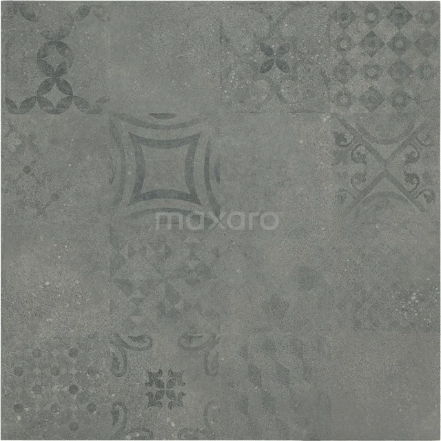 Grey ceramic floor tile with subtle pattern, ideal for a modern bathroom look. Series Opulent Gray.