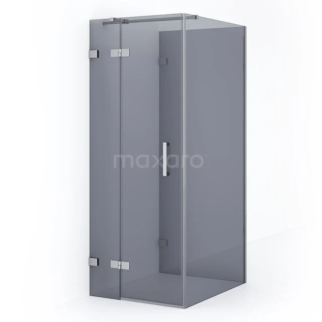 Grey glass shower enclosure with hinged door, modern design, ideal for a contemporary bathroom.