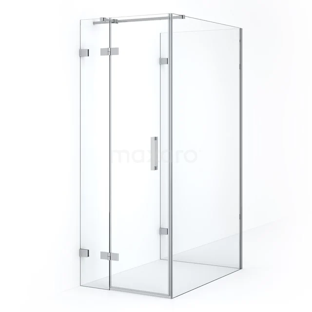 Diamond Shower cabin | 110x80 cm Chrome Clear glass Pivot door Semi-detached rectangle CDF21351108320C Glass corner shower cabin with clear glass, silver accents and a modern look for a luxurious bathroom.