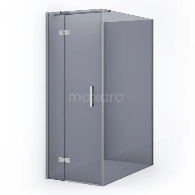 Graue Glas-Duschkabine mit Ecktür, ausgeführt in Mattglas; modernes Design für einen stilvollen Badezimmerraum.