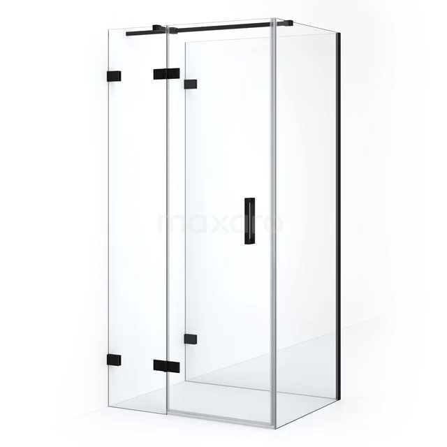 Modern glass shower enclosure with black accents, corner model, perfect for a stylish bathroom upgrade.