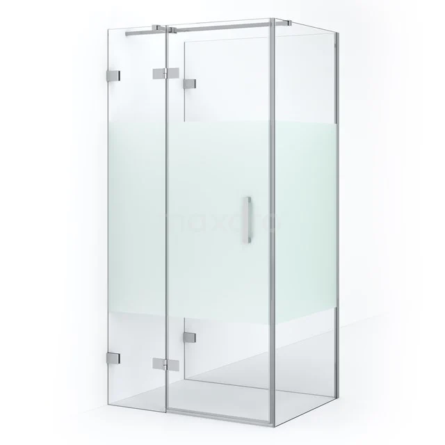 Glas Duschkabine mit Schiebetür, Mattglasdetail und silberfarbenem Rahmen, ideal für ein modernes Badezimmer.