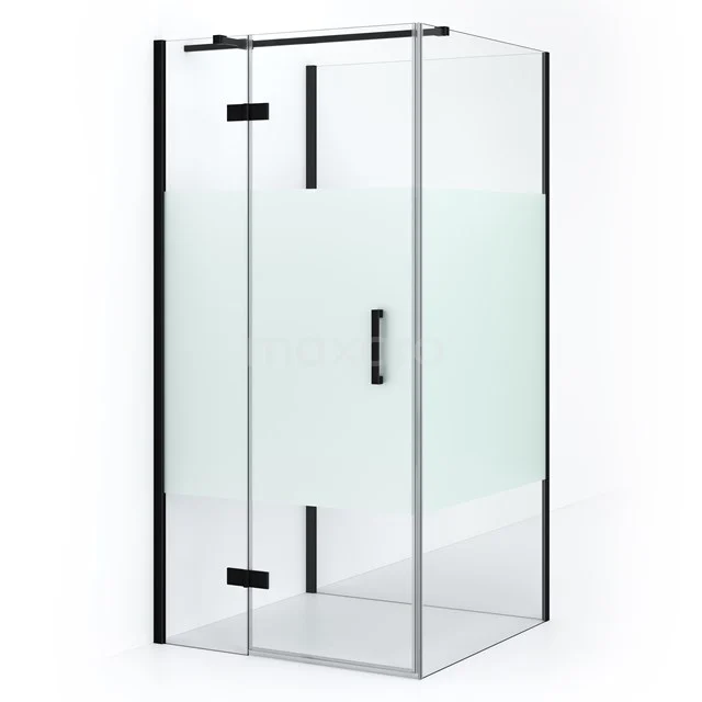 Diamond Shower enclosure | 90x90 cm Matte black Clear with matt strip Pivot door Semi-detached square CDF21360909313MB