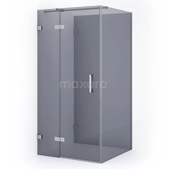 Duschkabine Halb freistehend Diamant 100x90cm 8mm Rauchglas Sicherheitsglas Chrom CDF21460910321C Graue Eck-Duschkabine mit Glaswänden und Metall-Scharniere, ideal für eine moderne Badezimmererneuerung.