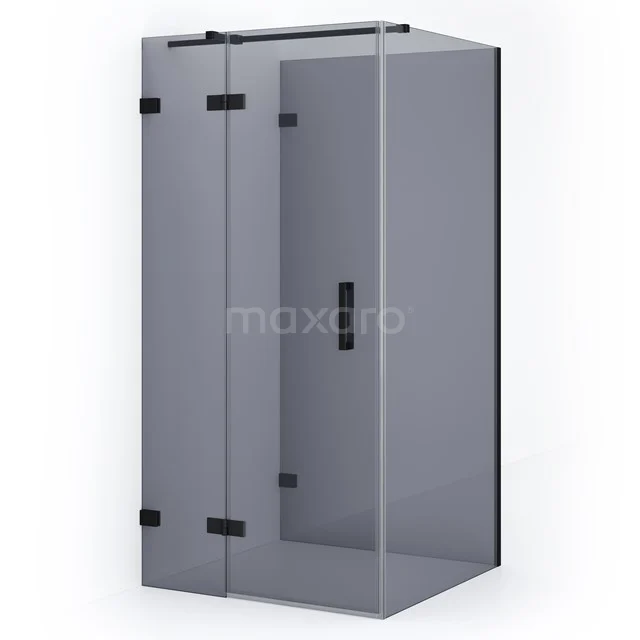 Diamond Shower enclosure | 90x90 cm Matte black Smoke glass Pivot door Semi-detached square CDF21360909321MB