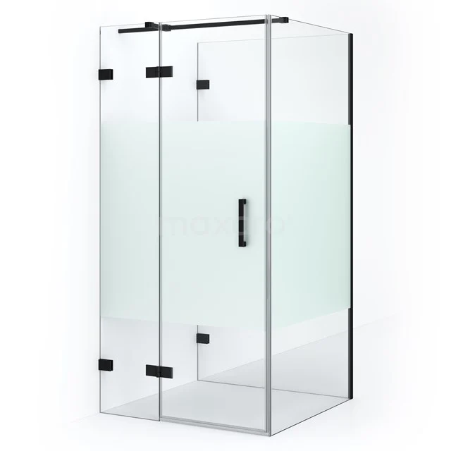 Glas Duschkabine mit Mattglas und Schwarz Akzenten, rechteckiges Design, ideal für moderne Bäder.