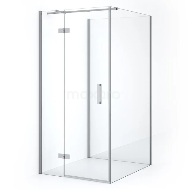 Glas Duschkabine mit Aluminiumrahmen und Drehtür, geeignet für moderne Bäder. Minimalistisches Design, Klarglas.