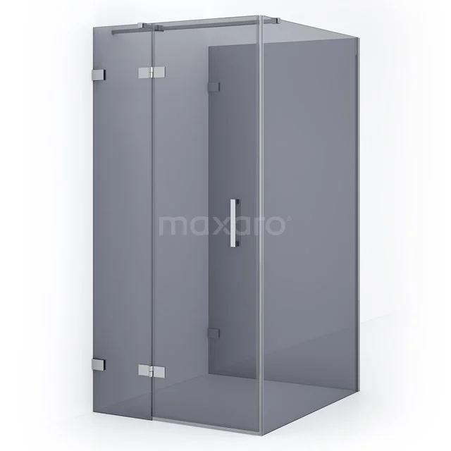 Glass shower enclosure, square design, clear glass with metal hinges and Handle, ideal for modern bathrooms.