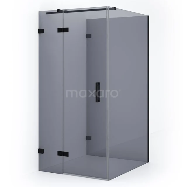 Moderne Duschkabine mit Schwarz Rahmen, gläsernen Wänden und Schiebetür, perfekt für ein luxuriöses Badezimmerinterieur.