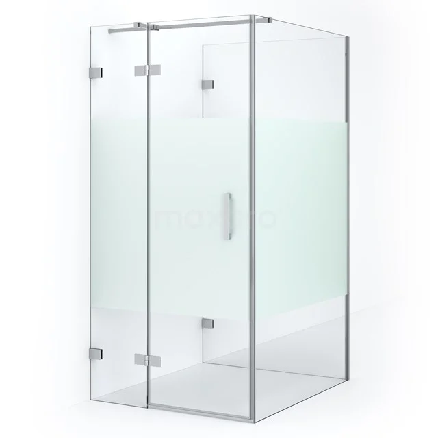 Sleek glass shower enclosure with frosted glass details, modern design, ideal for any bathroom layout.