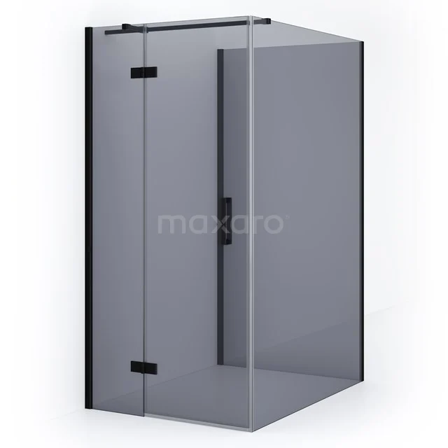 Diamond Shower enclosure | 140x100 cm Matte black Smoke glass Pivot door Semi-detached rectangle CDF21461410311MB