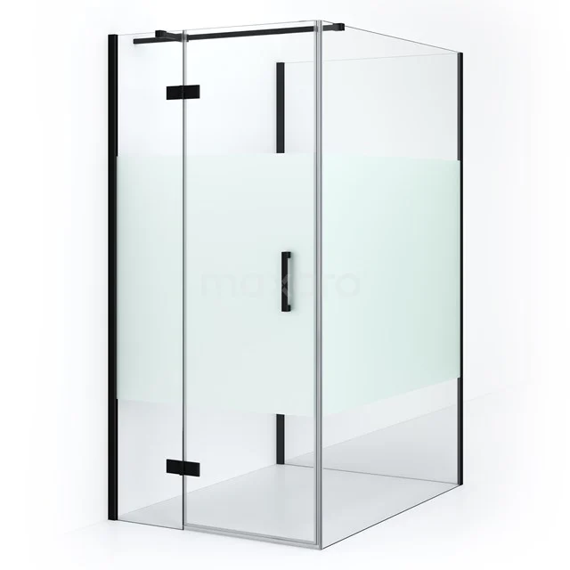 Luxe Glas Duschkabine mit Matt Schwarz Rahmen und Mattglasdetails, perfekt für ein modernes Badezimmer.