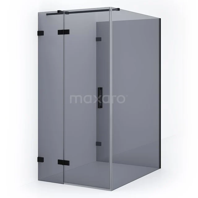 Sleek black Shower enclosure made of glass with corner doors, ideal for a modern bathroom style.
