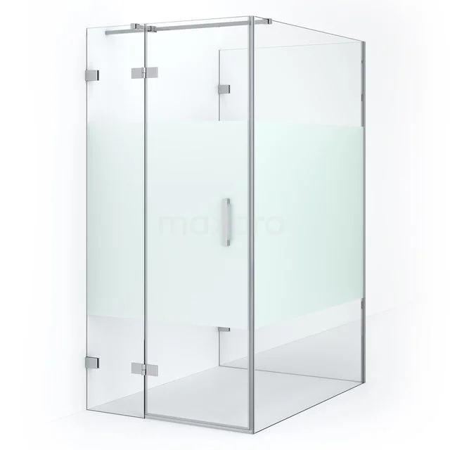 Glas Duschkabine mit Mattglas, eckigem Design und Edelstahlbeschlägen; perfekt für ein modernes Badezimmer.