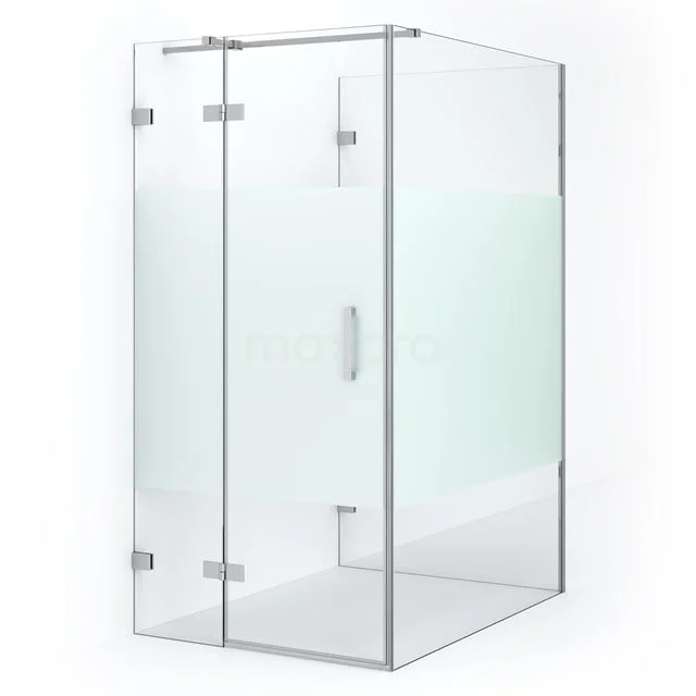 Duschkabine Halb freistehend Diamant 140x90cm 8mm Sicherheitsglas klar mit Mattstreifen Chrom CDF21361409323C Glas Duschkabine mit Mattglas, eckigem Design und Edelstahlbeschlägen; perfekt für ein modernes Badezimmer.