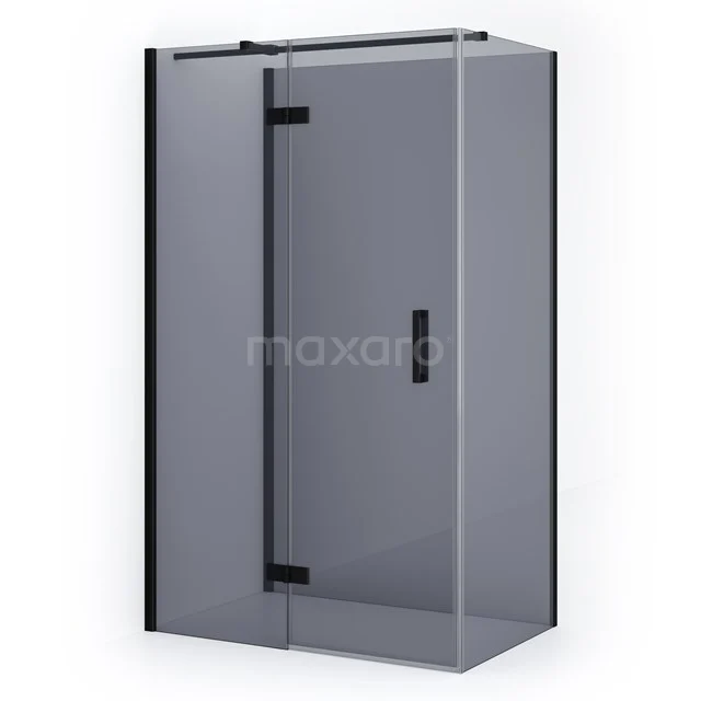 Shower enclosure rectangular with black profile, clear glass and compact sliding door; stylish and practical for any bathroom.