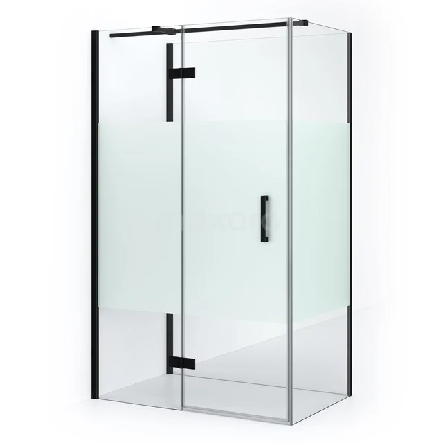 Diamond Shower enclosure | 110x80 cm Matte black Clear with matt strip Pivot door Semi-detached rectangle CDF21560811313MB