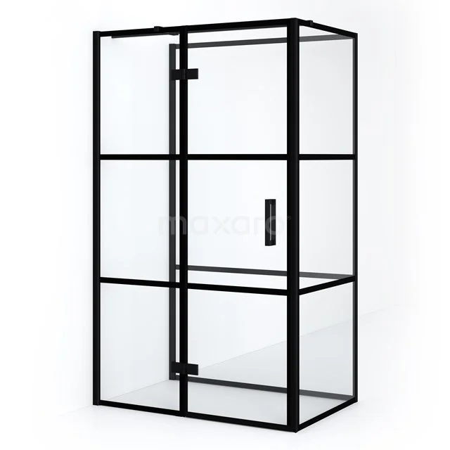 Duschkabine halb-freistehend Diamond 120x80cm 8mm klares Sicherheitsglas mit schwarzen Streifen Matt Schwarz CDF21660812318MB Moderne Glaskabine mit Matt Schwarz Rahmen, ideal für ein stilvolles Badezimmer-Upgrade.