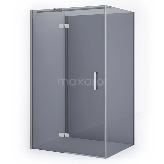 Shower enclosure with corner entry, clear glass, aluminium profiles and modern elaboration; perfect for a stylish bathroom.