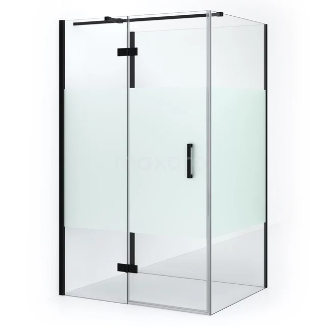 Diamond Duschkabine | 110x90 cm Matt Schwarz Drehtür Halbfreistehendes Rechteck CDF21560911313MB Moderne Duschkabine aus Glas mit schwarzem Rahmen, mattem Glas und Schiebetür, perfekt für ein stilvolles Badezimmerupdate.