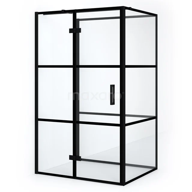 Diamond Shower enclosure | 120x100 cm Matte black Clear with 4 black stripes Pivot door Semi-detached rectangle CDF21661012318MB