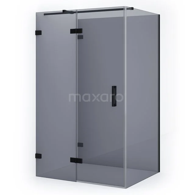 Duschkabine Halb freistehend Diamant 120x100cm 8mm Rauchglas Sicherheitsglas Matt Schwarz CDF21661012321MB Schwarze, eckige Duschkabine mit Rauchglas und matt schwarzen Akzenten, ideal für einen modernen Badezimmerstil.