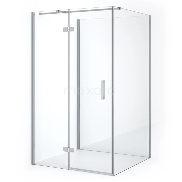 Diamond Shower cabin | 120x120 cm Chrome Clear glass Pivot door Semi-detached square CDF21661212310C Shower enclosure with silver frame, corner entry, minimalist design; ideal for a modern bathroom style.