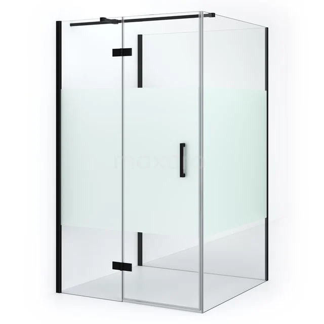 Moderne Glaskabine mit mattschwarzem Rahmen, quadratischem Design und Schiebetür, perfekt für einen luxuriösen Badezimmerstil.