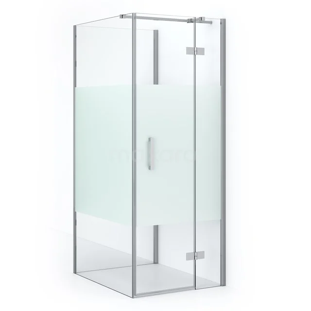 Diamond Shower enclosure | 100x80 cm Chrome Clear with matt strip Pivot door Semi-detached rectangle CDF22351008313C