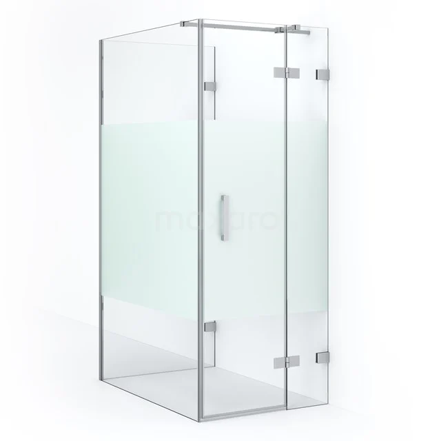 Glass shower enclosure with frosted glass, modern design, square model and stainless steel hinges for a stylish bathroom upgrade.