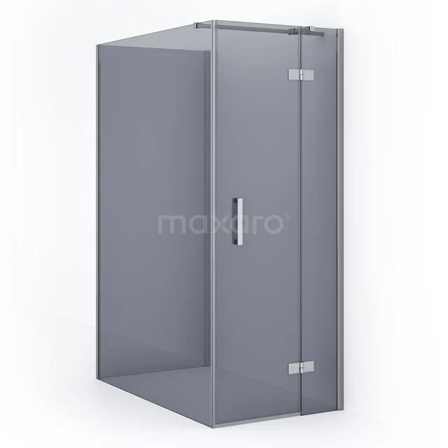 Diamond Shower cabin | 140x80 cm Chrome Smoke glass Pivot door Semi-detached rectangle CDF22351408311C Grey corner shower cabin with glass doors, stainless steel hinges and handle; modern bathroom style.
