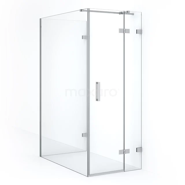Diamond Shower cabin | 140x80 cm Chrome Clear glass Pivot door Semi-detached rectangle CDF22351408320C Corner shower enclosure with clear glass and chrome hinges, perfect for a modern bathroom.