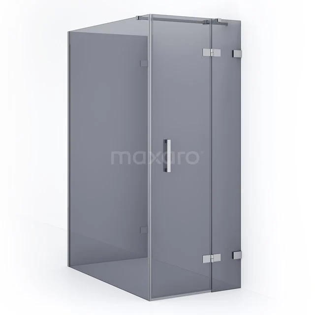 Diamond Shower cabin | 140x80 cm Chrome Smoke glass Pivot door Semi-detached rectangle CDF22351408321C Grey corner shower cabin with glass panels, stainless steel hinges and integrated Handle for modern bathrooms.