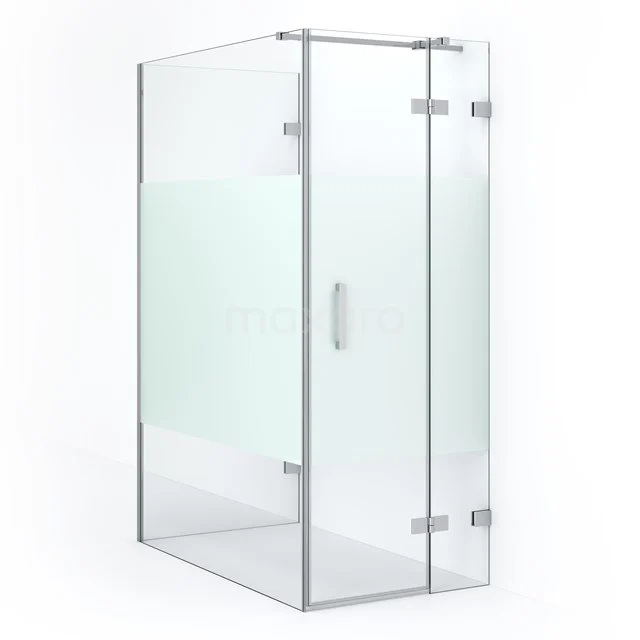 Diamond Shower enclosure | 140x80 cm Chrome Clear with matt strip Pivot door Semi-detached rectangle CDF22351408323C