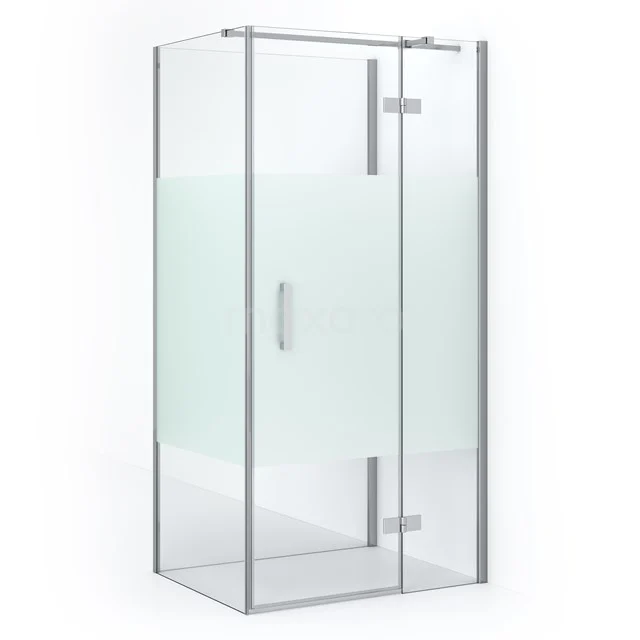 Diamond Shower enclosure | 90x80 cm Chrome Clear with matt strip Pivot door Semi-detached rectangle CDF22450809313C