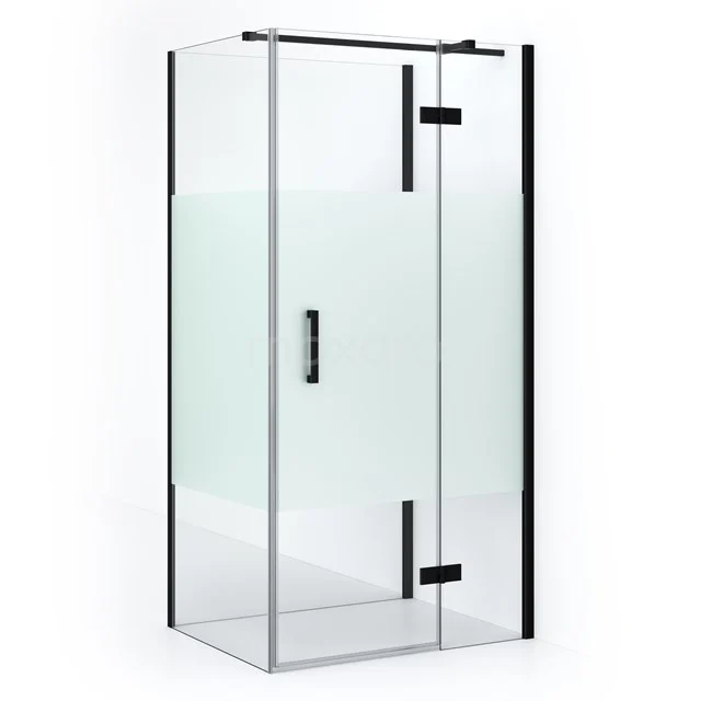 Diamond Shower enclosure | 100x80 cm Matte black Clear with matt strip Pivot door Semi-detached rectangle CDF22460810313MB
