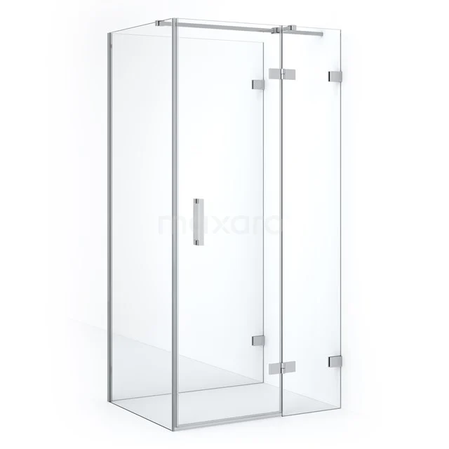 Diamond Shower enclosure | 90x80 cm Chrome Clear glass Pivot door Semi-detached rectangle CDF22450809320C