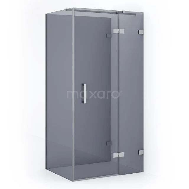 Duschkabine Halb freistehend Diamant 90x80cm 8mm Rauchglas Sicherheitsglas Chrom CDF22360809321C Graue Duschkabine mit Glastüren, Edelstahl Scharnieren und modernem Design, ideal für moderne Bäder.