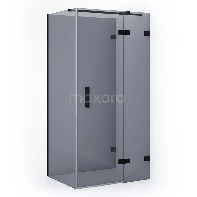 Diamond Shower enclosure | 90x80 cm Matte black Smoke glass Pivot door Semi-detached rectangle CDF22360809321MB