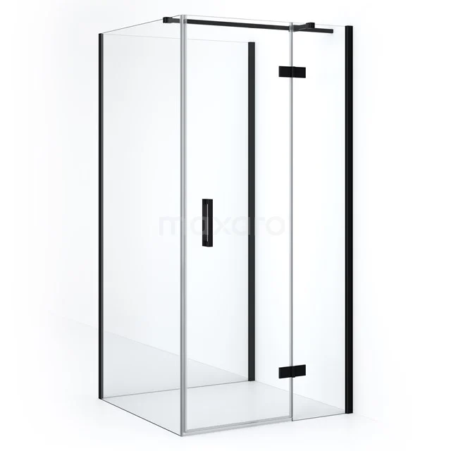 Diamond Shower enclosure | 90x90 cm Matte black Clear glass Pivot door Semi-detached square CDF22360909310MB