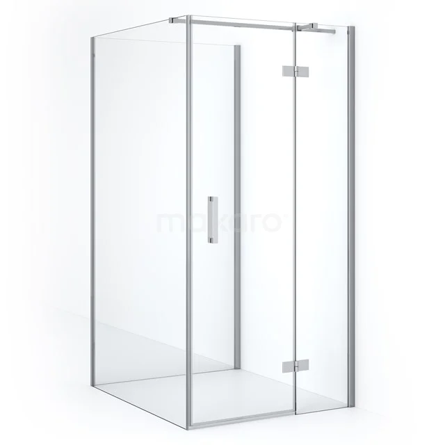 Glas Duschkabine mit Eckeinstieg, chromatischen Akzenten und Klarglas, ideal für eine moderne Badezimmer Einrichtung.