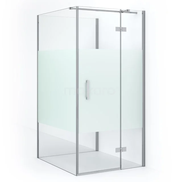 Shower enclosure square with door, frosted and clear glass combination, aluminium profiles, perfect for modern bathrooms.